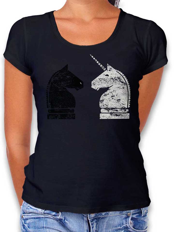 schach-einhorn-damen-t-shirt schwarz 1