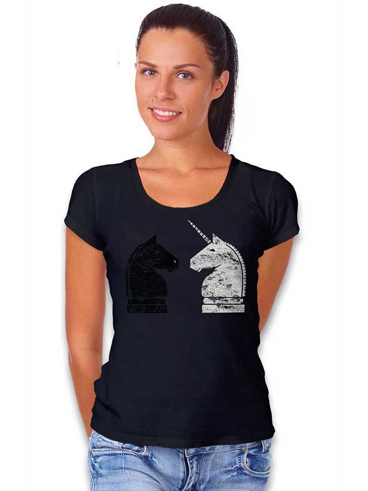 schach-einhorn-damen-t-shirt schwarz 2