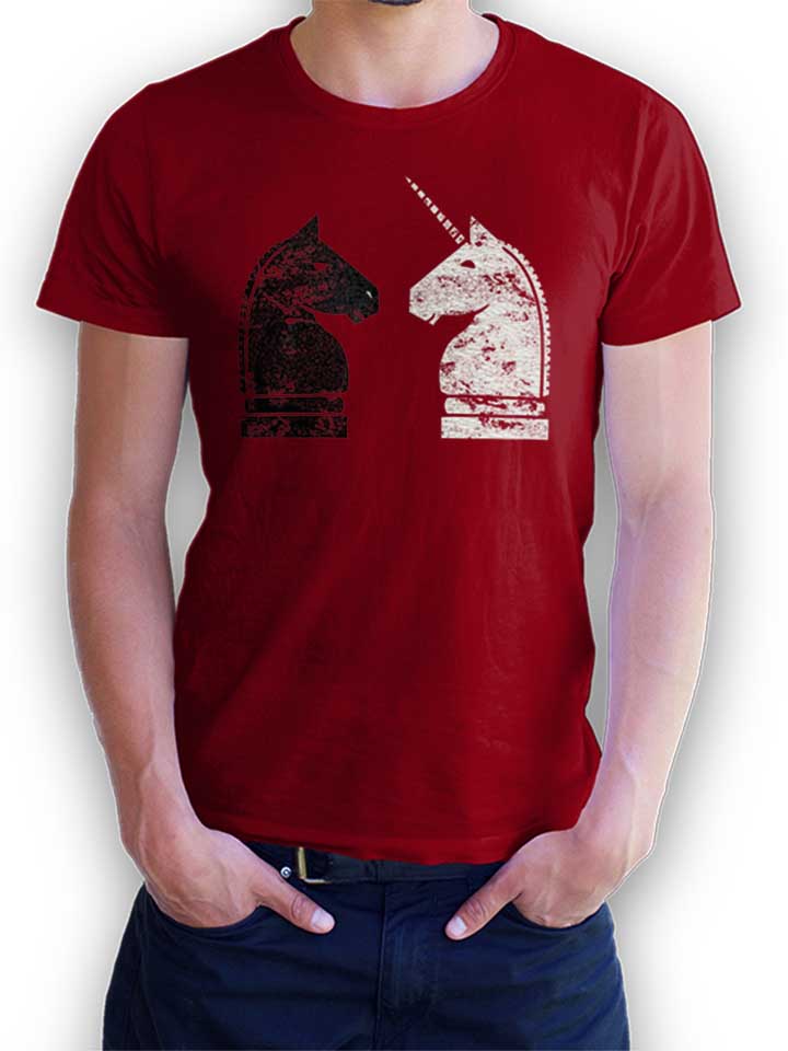 Schach Einhorn T-Shirt maroon L