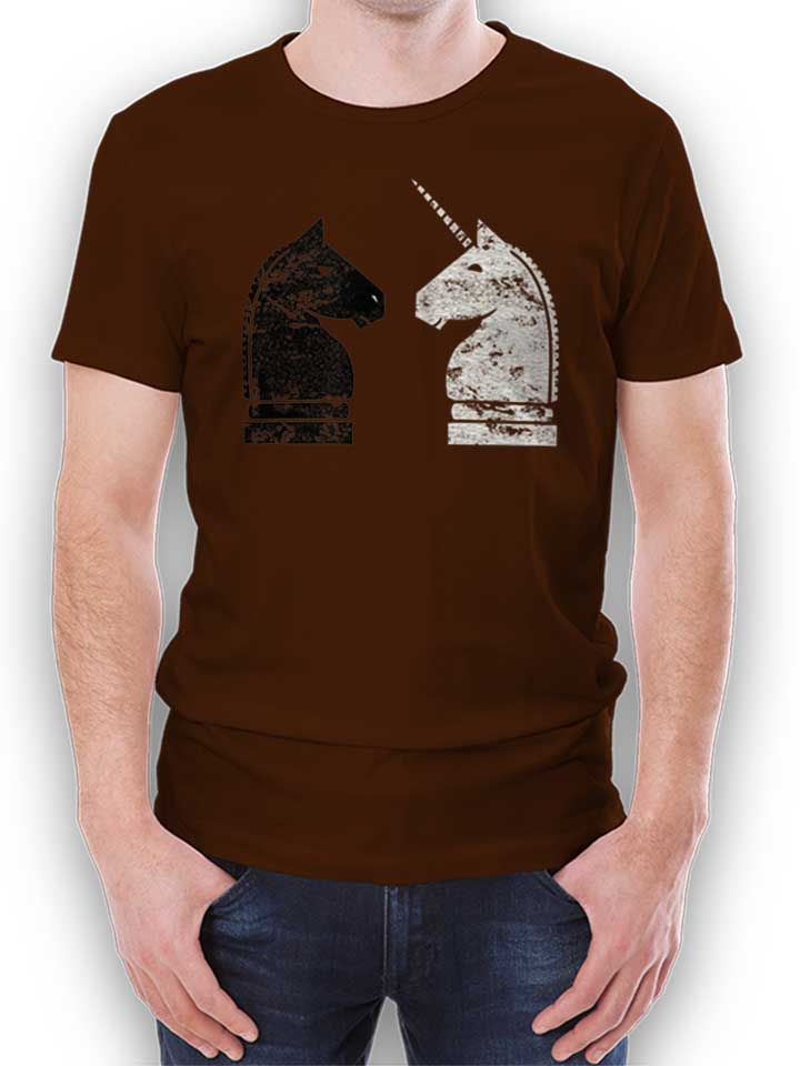 schach-einhorn-t-shirt braun 1