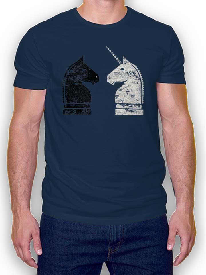 schach-einhorn-t-shirt dunkelblau 1