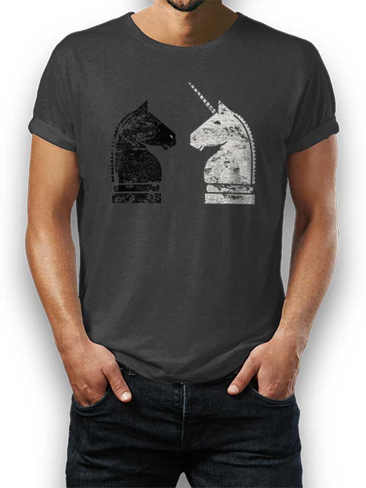 schach-einhorn-t-shirt dunkelgrau 1