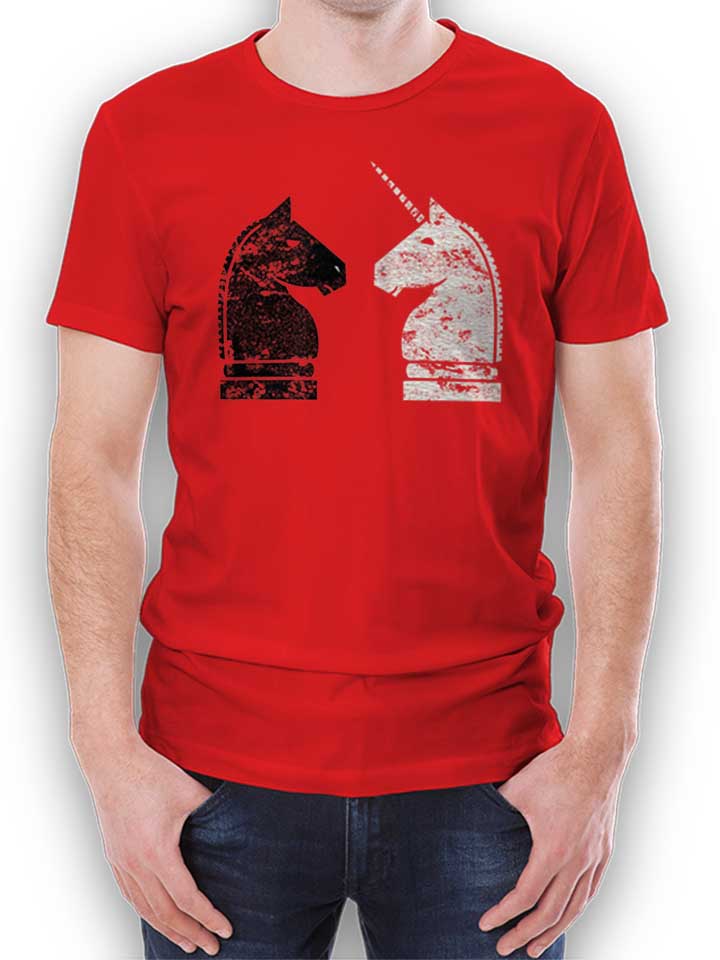 Schach Einhorn T-Shirt rot L