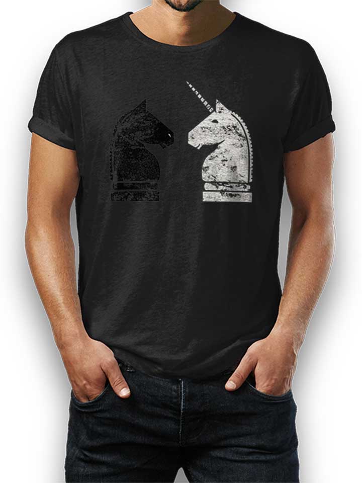 Schach Einhorn T-Shirt nero L