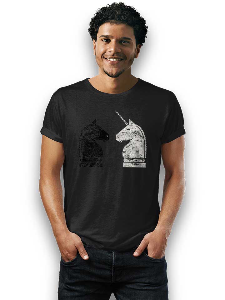 schach-einhorn-t-shirt schwarz 2