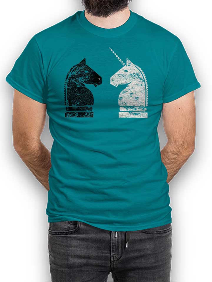 schach-einhorn-t-shirt tuerkis 1