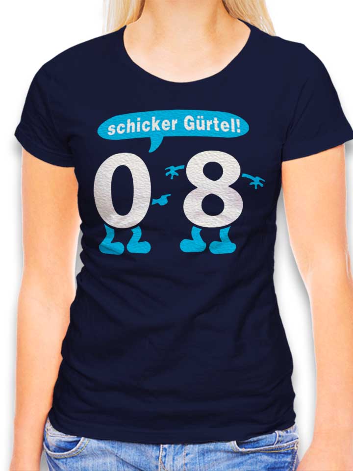Schicker Guertel T-Shirt Femme bleu-marine L