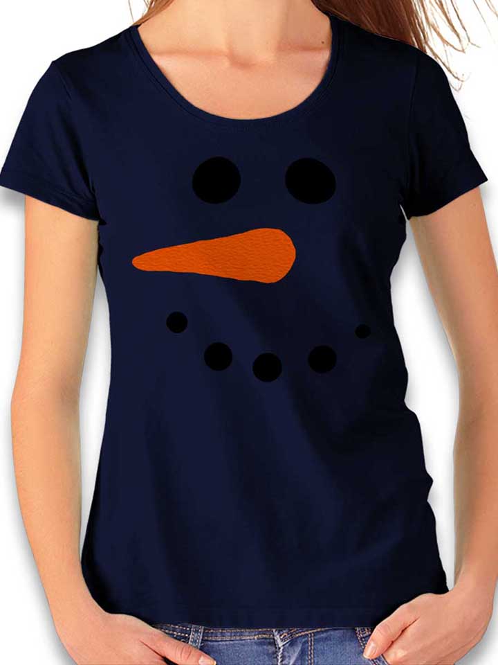 schneeman-gesicht-damen-t-shirt dunkelblau 1