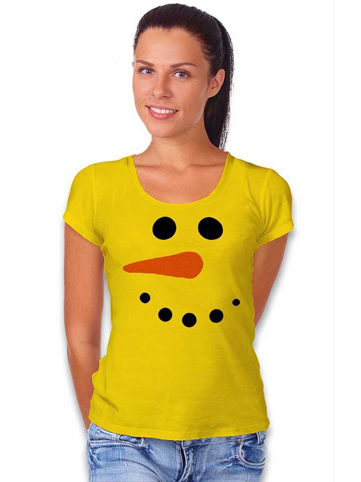 schneeman-gesicht-damen-t-shirt gelb 2