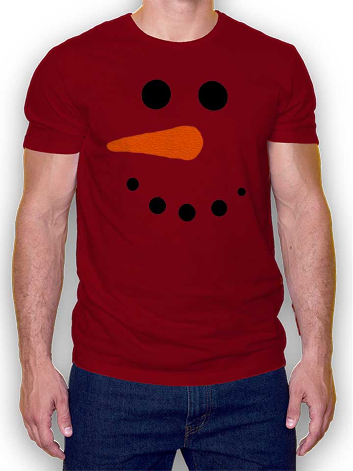 Schneeman Gesicht T-Shirt bordeaux L