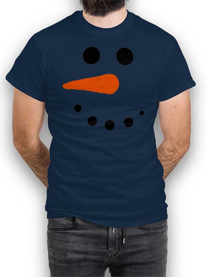 Schneeman Gesicht T-Shirt dunkelblau L