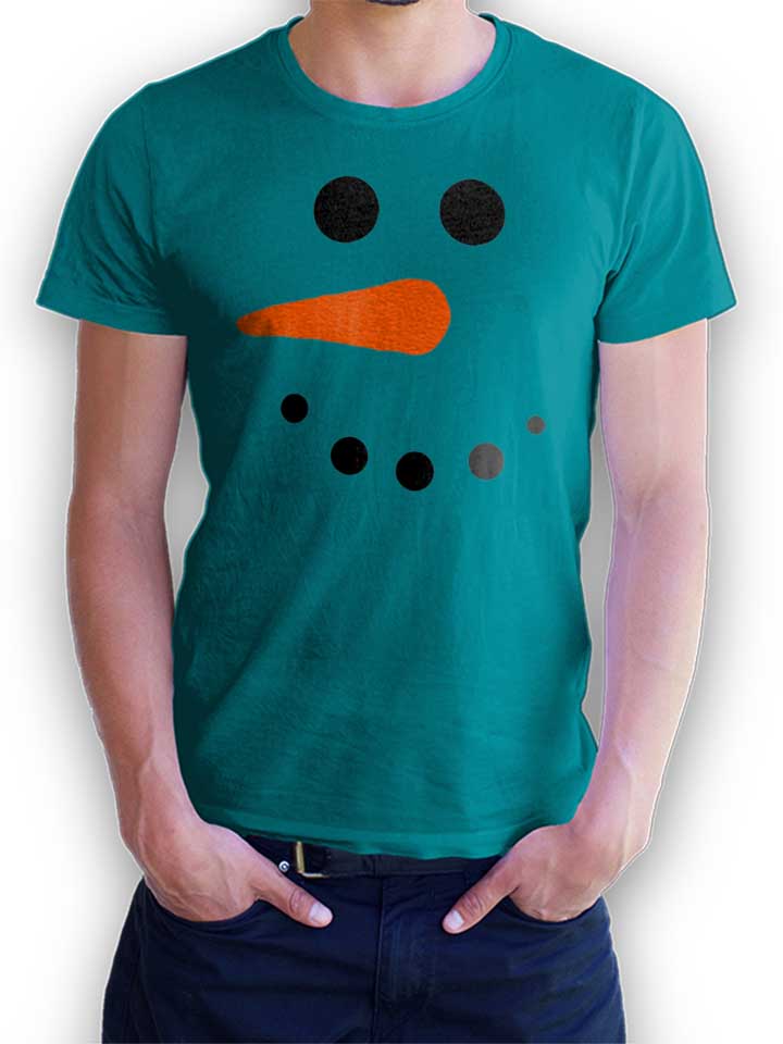 Schneeman Gesicht T-Shirt tuerkis L