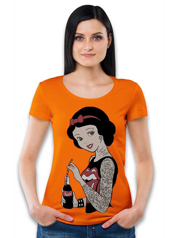 schneewittchen-tattoo-damen-t-shirt orange 2