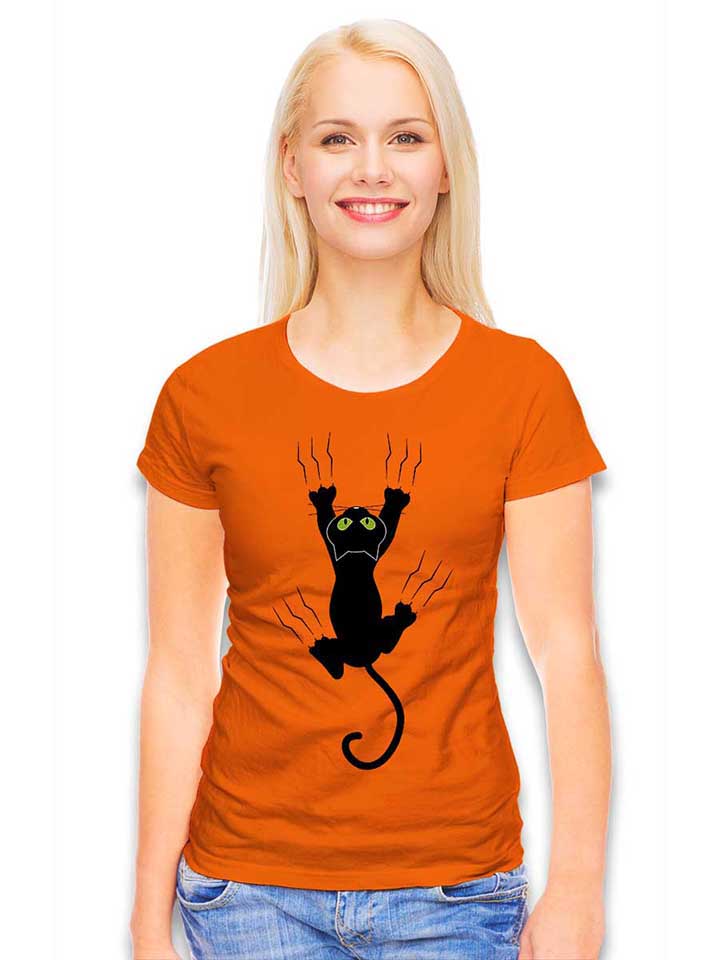scratching-cat-damen-t-shirt orange 2
