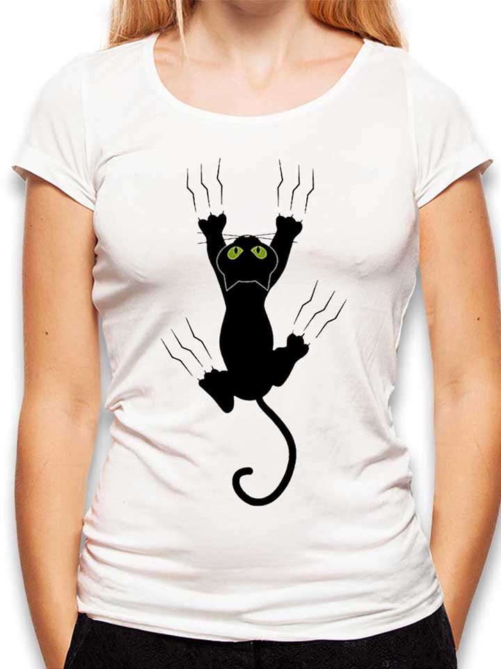 Scratching Cat Damen T-Shirt weiss L
