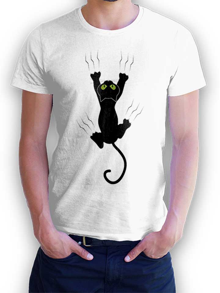 Scratching Cat T-Shirt weiss L