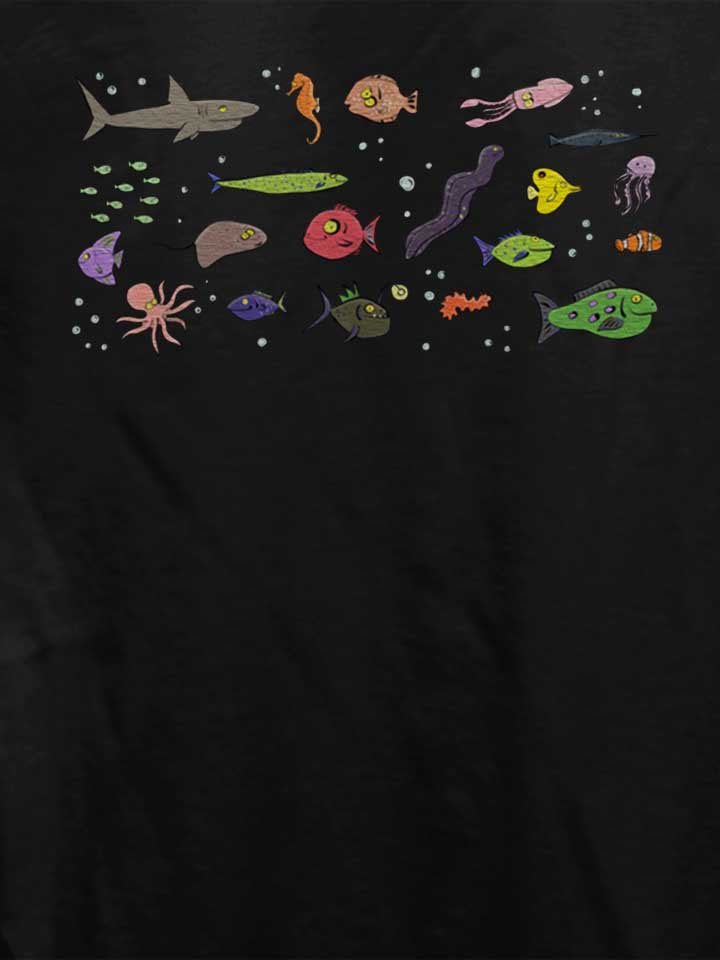 sea-creatures-cartoon-damen-t-shirt schwarz 4