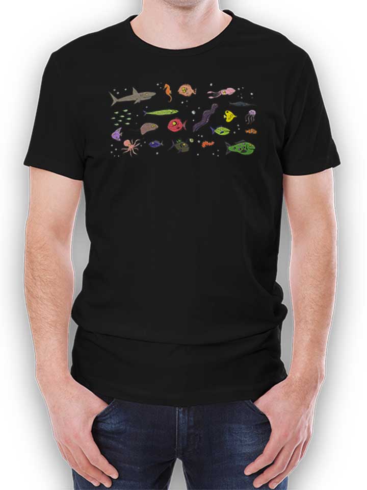 sea-creatures-cartoon-t-shirt schwarz 1