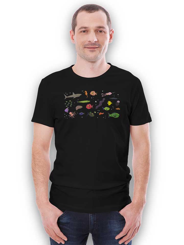 sea-creatures-cartoon-t-shirt schwarz 2
