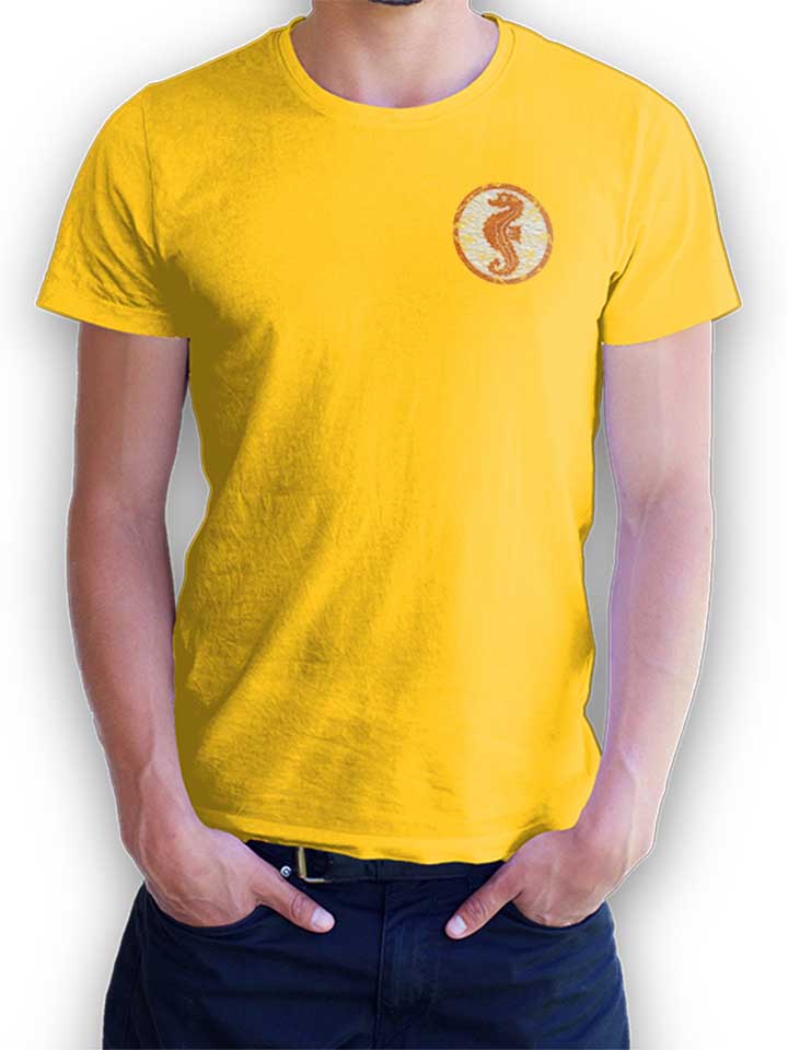 Seepferdchen Logo Vintage Chest Print T-Shirt gelb L
