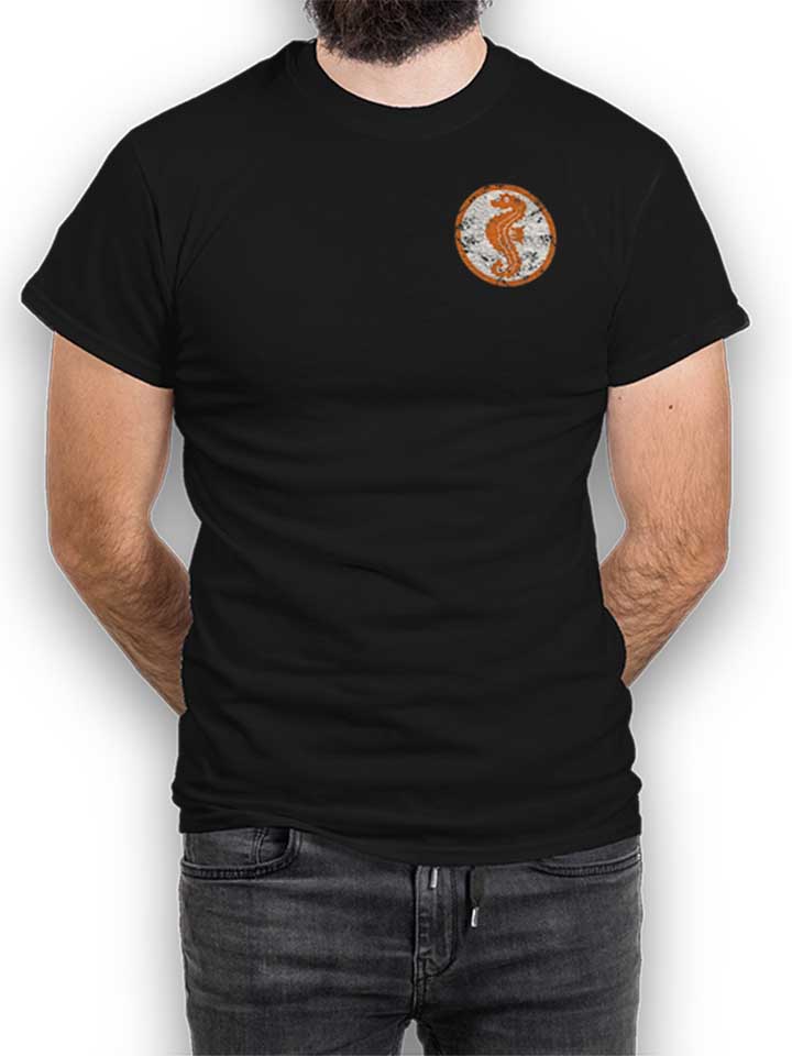 Seepferdchen Logo Vintage Chest Print T-Shirt schwarz L
