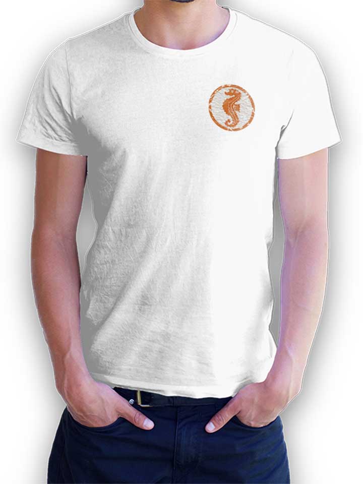 Seepferdchen Logo Vintage Chest Print T-Shirt blanc L