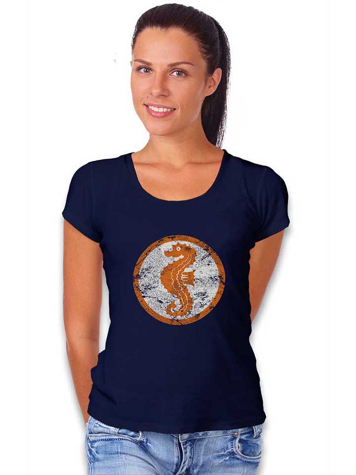 seepferdchen-logo-vintage-damen-t-shirt dunkelblau 2