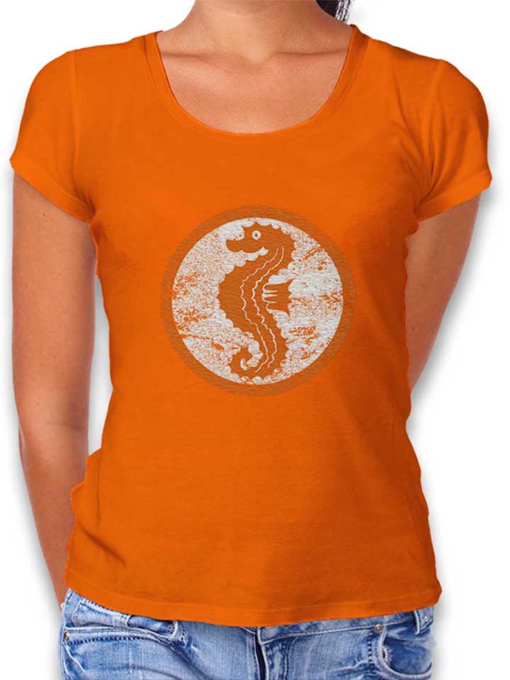 seepferdchen-logo-vintage-damen-t-shirt orange 1