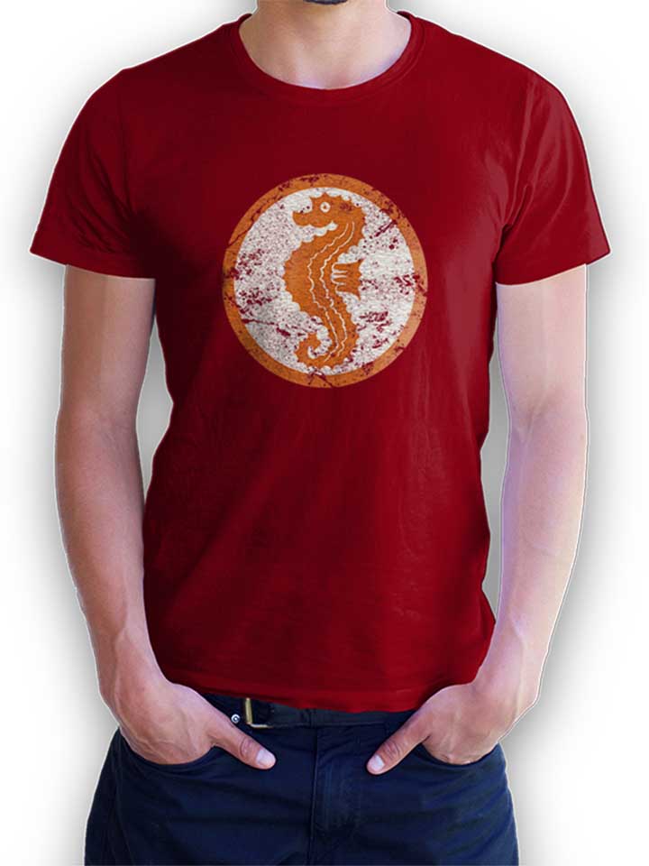 Seepferdchen Logo Vintage T-Shirt bordeaux L