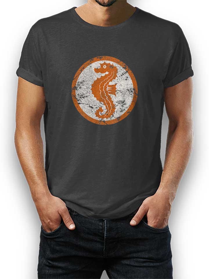 Seepferdchen Logo Vintage T-Shirt grigio-scuro L
