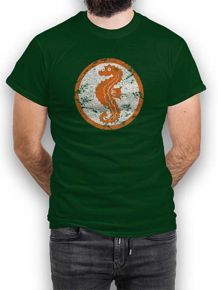 Seepferdchen Logo Vintage T-Shirt dunkelgruen L
