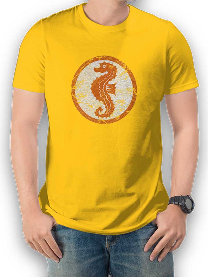 Seepferdchen Logo Vintage T-Shirt gelb L