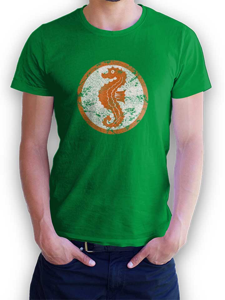 Seepferdchen Logo Vintage T-Shirt verde-green L