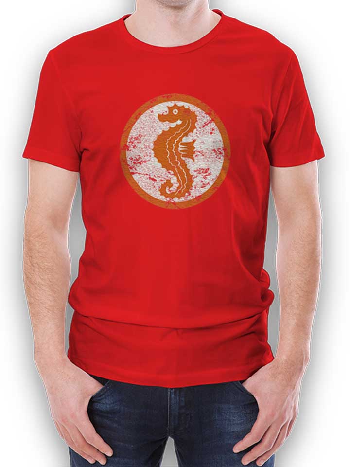Seepferdchen Logo Vintage T-Shirt rot L