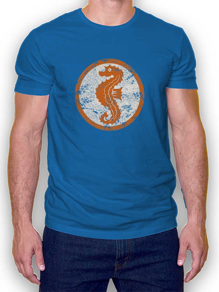 Seepferdchen Logo Vintage T-Shirt royal-blue L