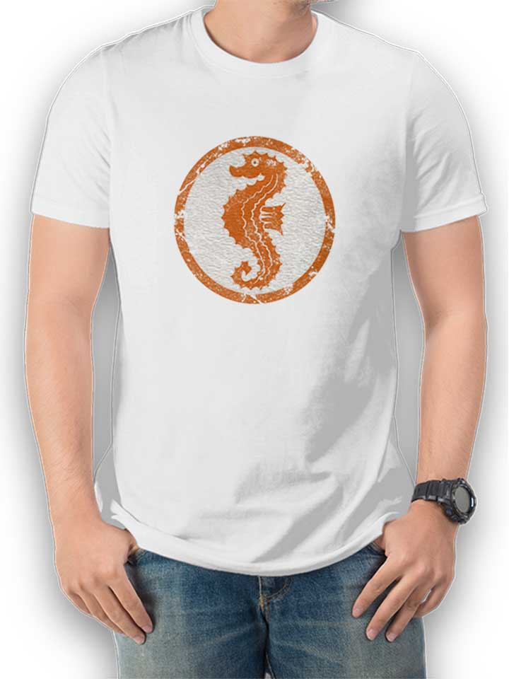 Seepferdchen Logo Vintage T-Shirt weiss L