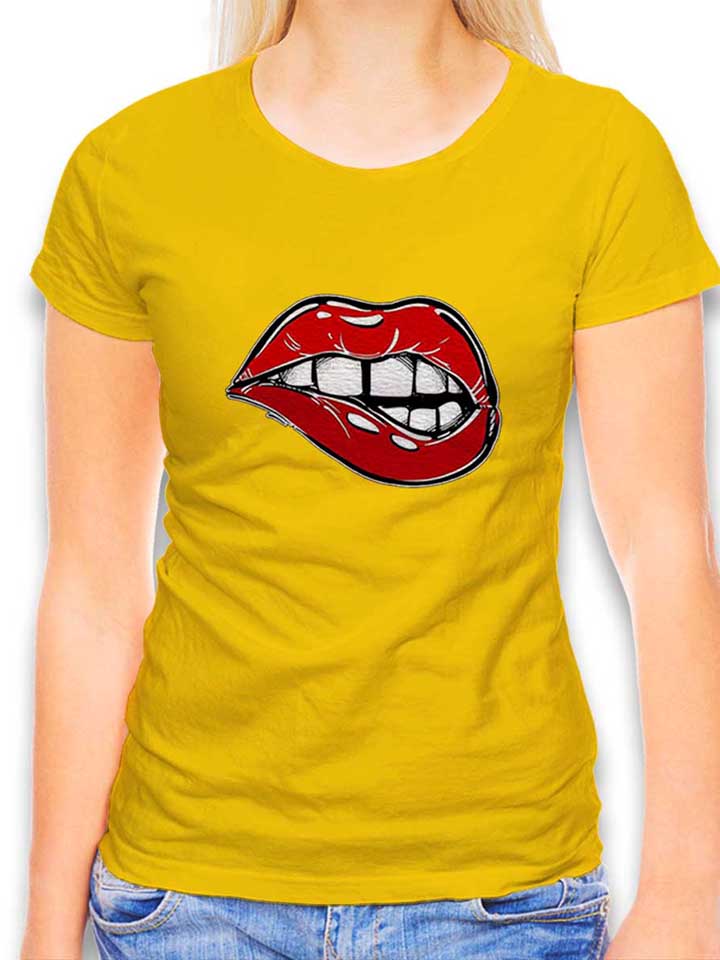 Sexy Lips Damen T-Shirt gelb L