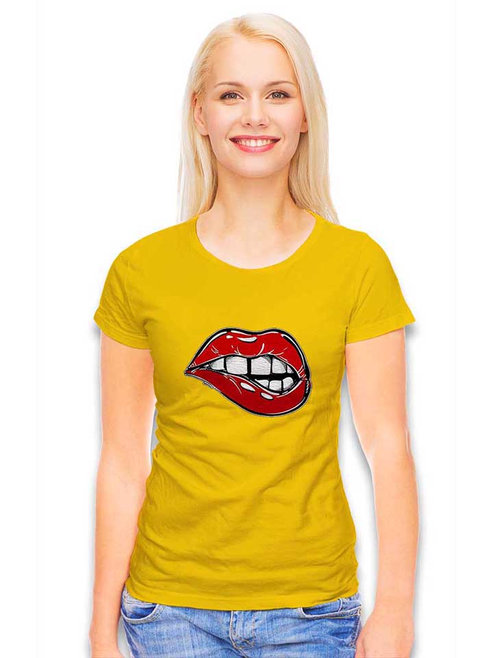 sexy-lips-damen-t-shirt gelb 2