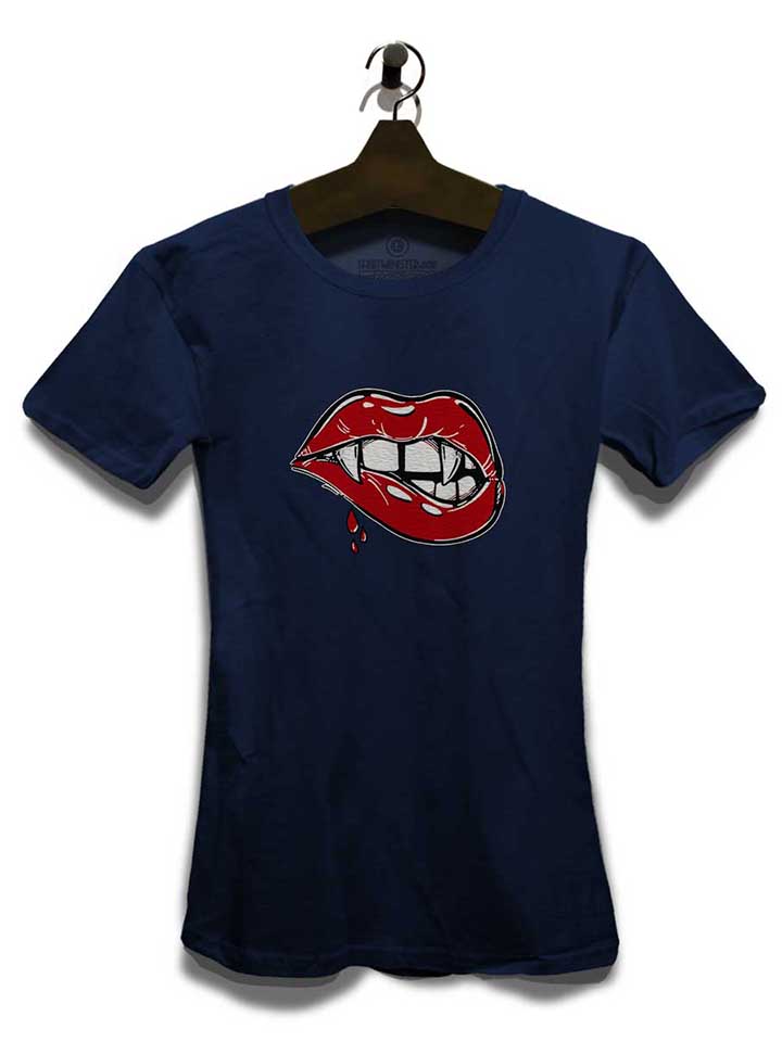 sexy-vampire-lips-damen-t-shirt dunkelblau 3