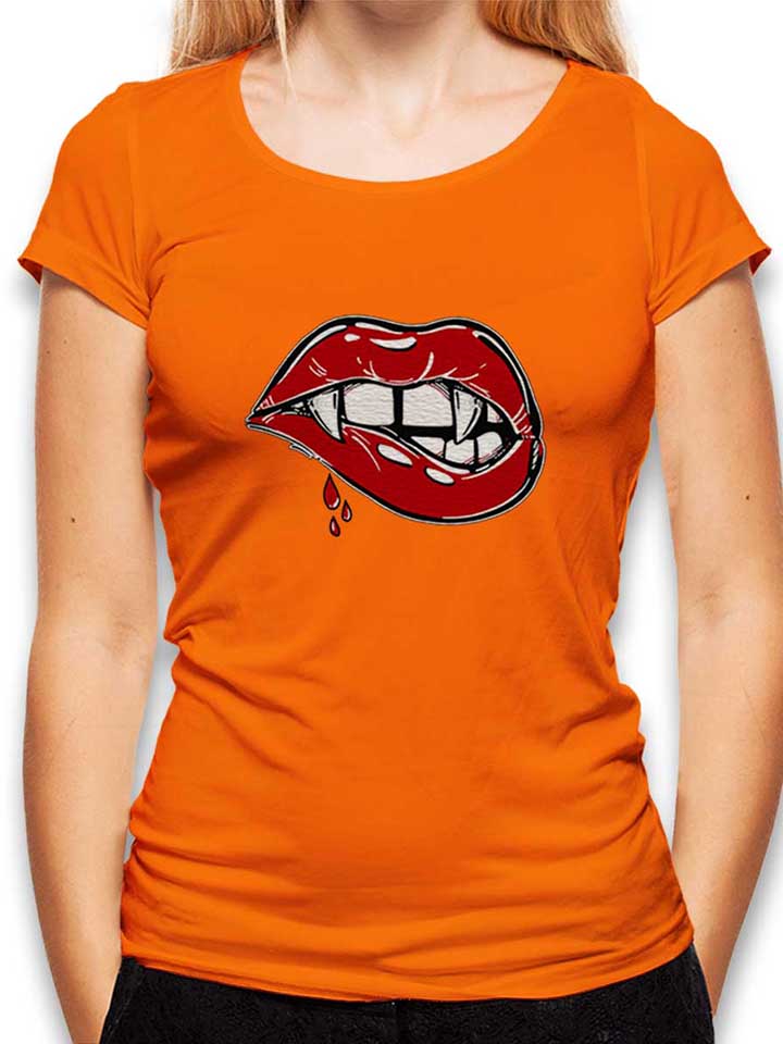 Sexy Vampire Lips Damen T-Shirt orange L