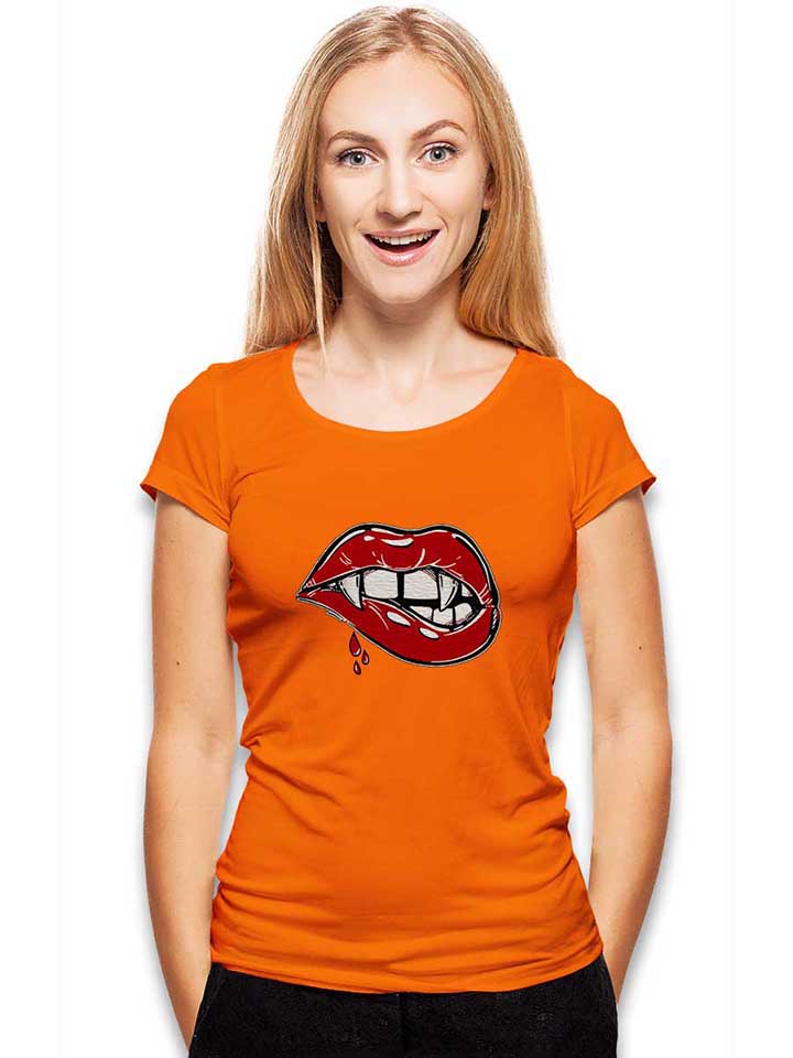 sexy-vampire-lips-damen-t-shirt orange 2