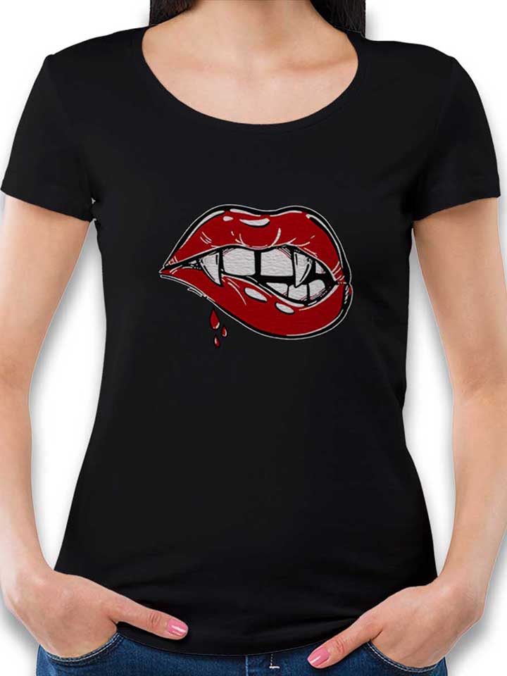 Sexy Vampire Lips Damen T-Shirt schwarz L
