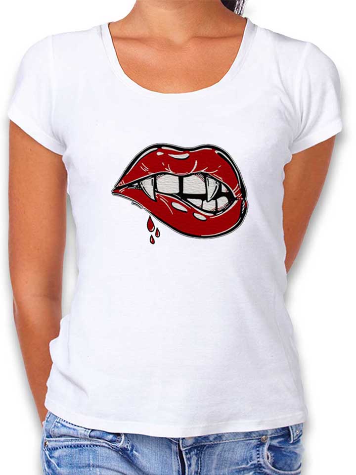 Sexy Vampire Lips T-Shirt Donna bianco L