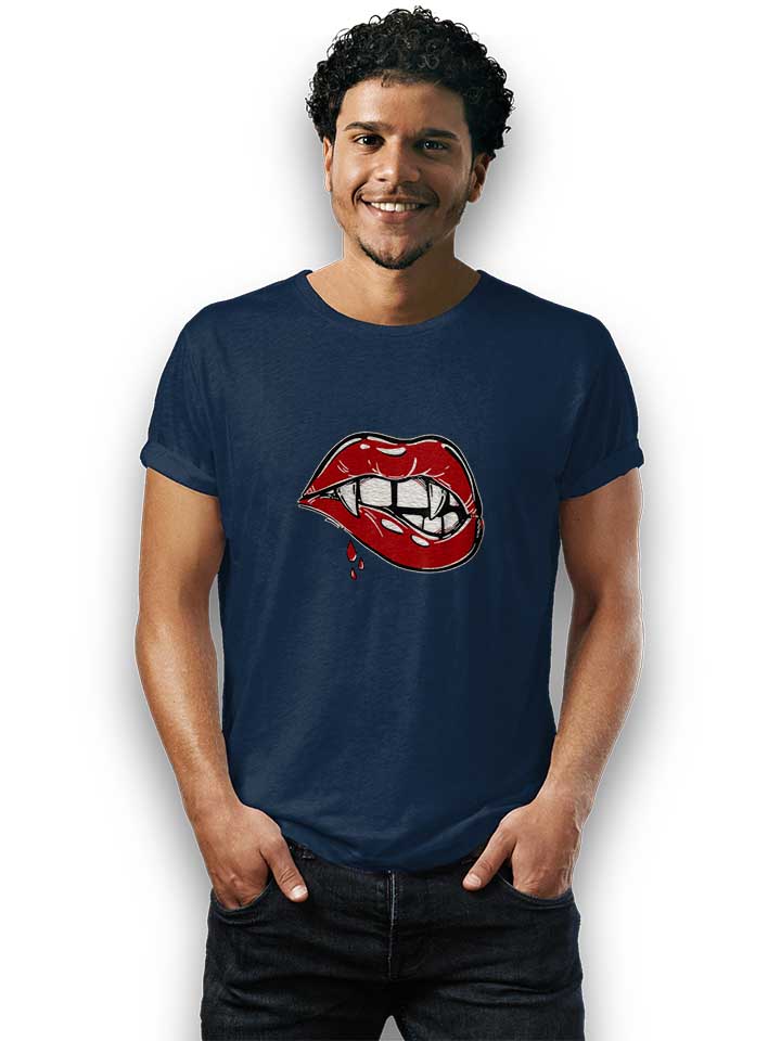 sexy-vampire-lips-t-shirt dunkelblau 2