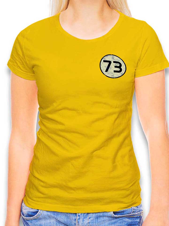 Sheldon 73 Logo Vintage Chest Print Damen T-Shirt gelb L