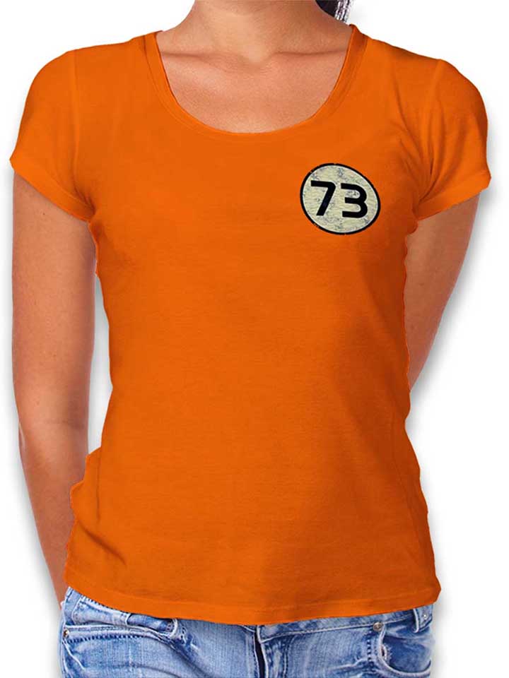 sheldon-73-logo-vintage-chest-print-damen-t-shirt orange 1