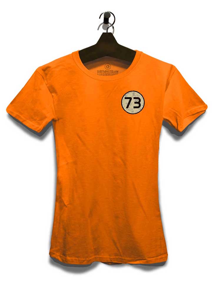 sheldon-73-logo-vintage-chest-print-damen-t-shirt orange 3