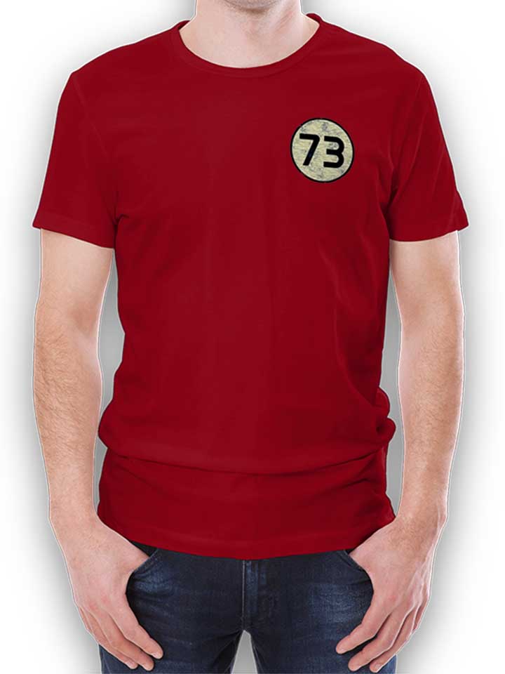 Sheldon 73 Logo Vintage Chest Print Camiseta burdeos L