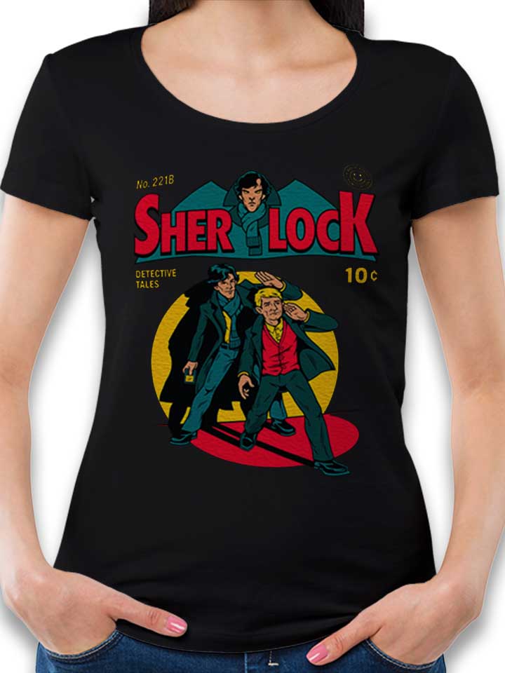Sherlock Comic Damen T-Shirt schwarz L