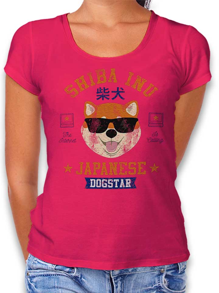 Shiba Inu Japanese Dogstar Damen T-Shirt fuchsia L